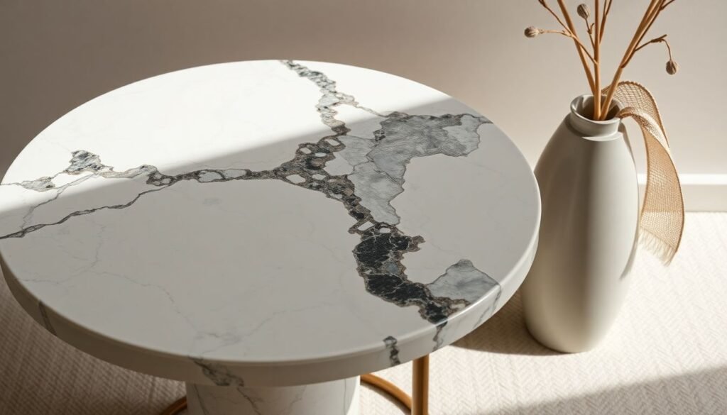 Marble Inlay Side Table